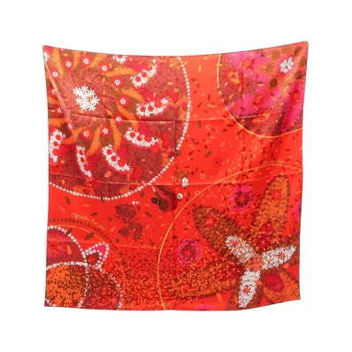 エルメス HERMES カレ90 OFFRANDES D'UN JOUR スカーフ 衣料品 シルク シルク レディース レッド系 / マルチカラー 【中古】