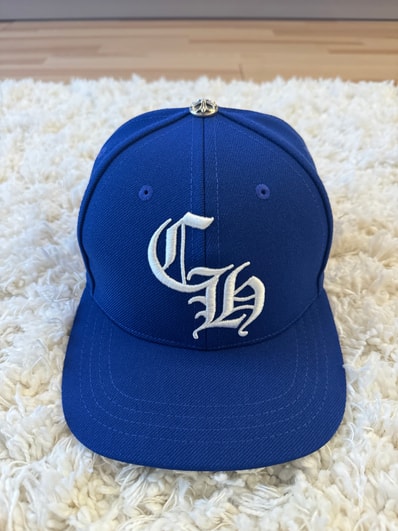 Chrome Hearts 6 Panel On Field CH White Baseball Cap "Blue/Green"