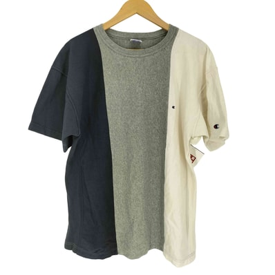 Reverse Weave リバースウィーブ ロゴ刺繍 再構築 ドッキング クルーネックTシャツ【1142635504931】