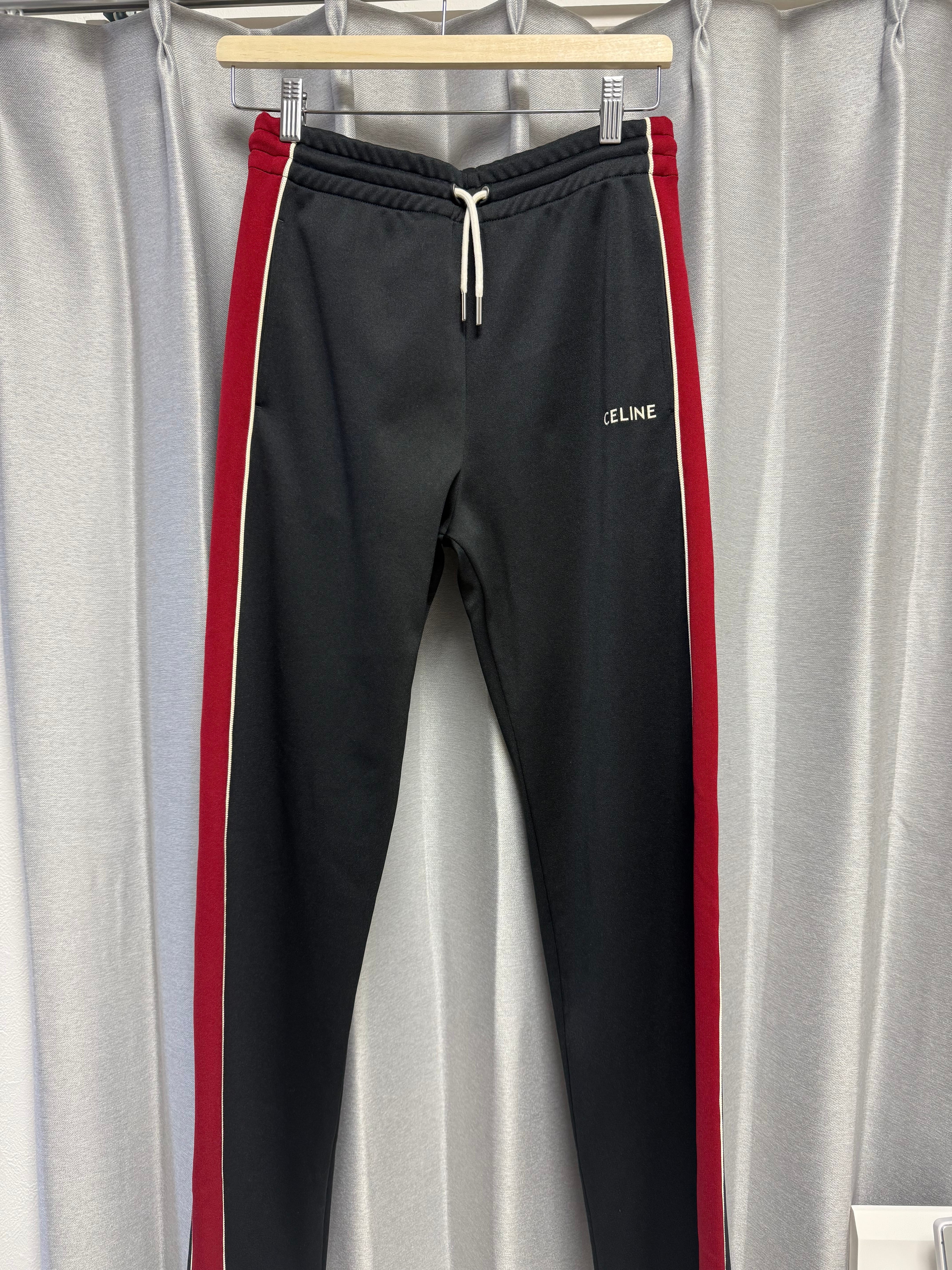 CELINE Double Face Jersey Track Long Pants "Black/Red"