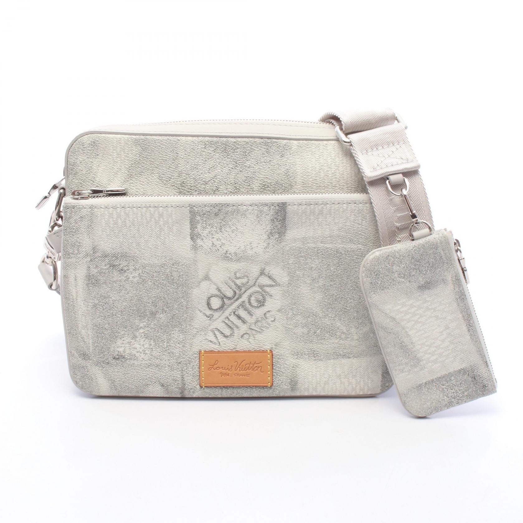 ルイ・ヴィトン LOUIS VUITTON トリオ メッセンジャー ダミエソルト ショルダーバッグ バッグ PVCコーティングキャンバス レザー ダミエ・ソルト グレー メンズ グレー系 N50068 【中古】