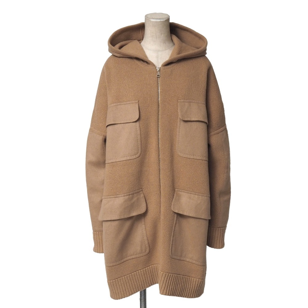 MAX MARA マックスマーラ SFILATA スフィラータ ニット サイズS フード コート ジップアップカーディガン 白タグ ブランド古着【中古】20260429/RA9185