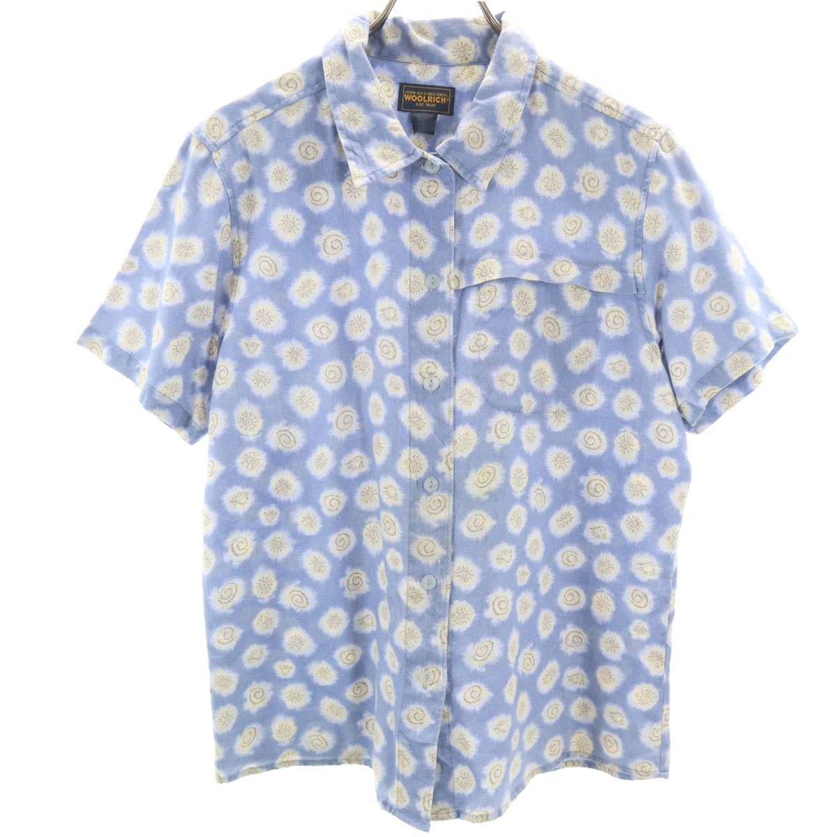 WOOLRICH ウールリッチ 総柄 半袖 シャツ ブルー