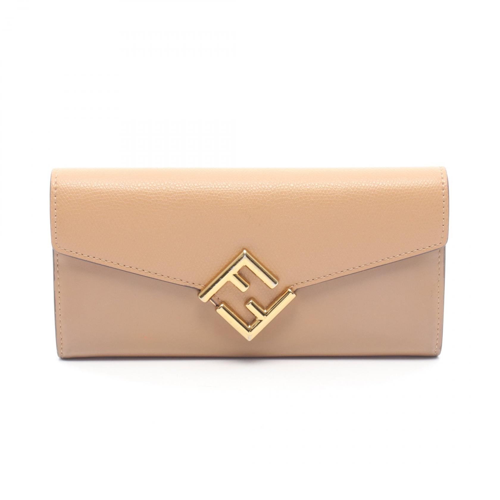 フェンディ FENDI FFダイヤモンド 二つ折り長財布 財布 レザー レディース ブラウン系 8M0251ALWA 【中古】