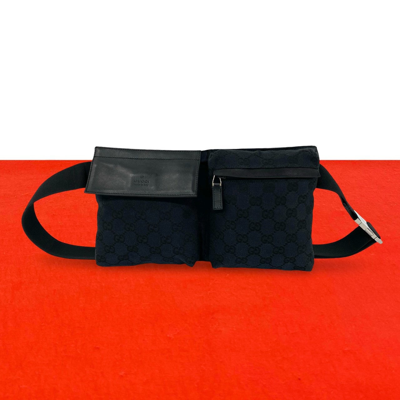 GUCCI グッチ GG 柄 キャンバス レザー ボディバッグ ブラック
72602