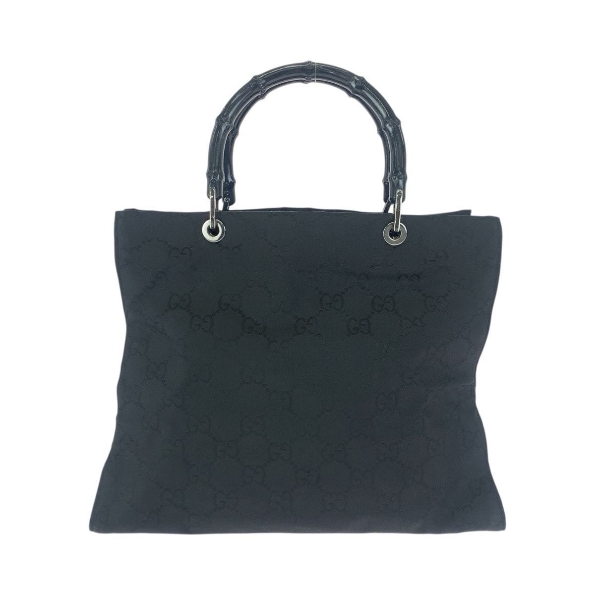美品 GUCCI グッチ バンブー ブラック 黒 シルバー金具 ナイロン ハンドバッグ トートバッグ 601689 【中古】