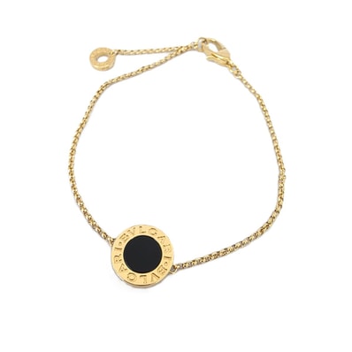 BVLGARI ブルガリ ブルガリ ブルガリ オニキス K18YG 750 ブレスレット K18イエローゴールド ゴールド レディース【中古】