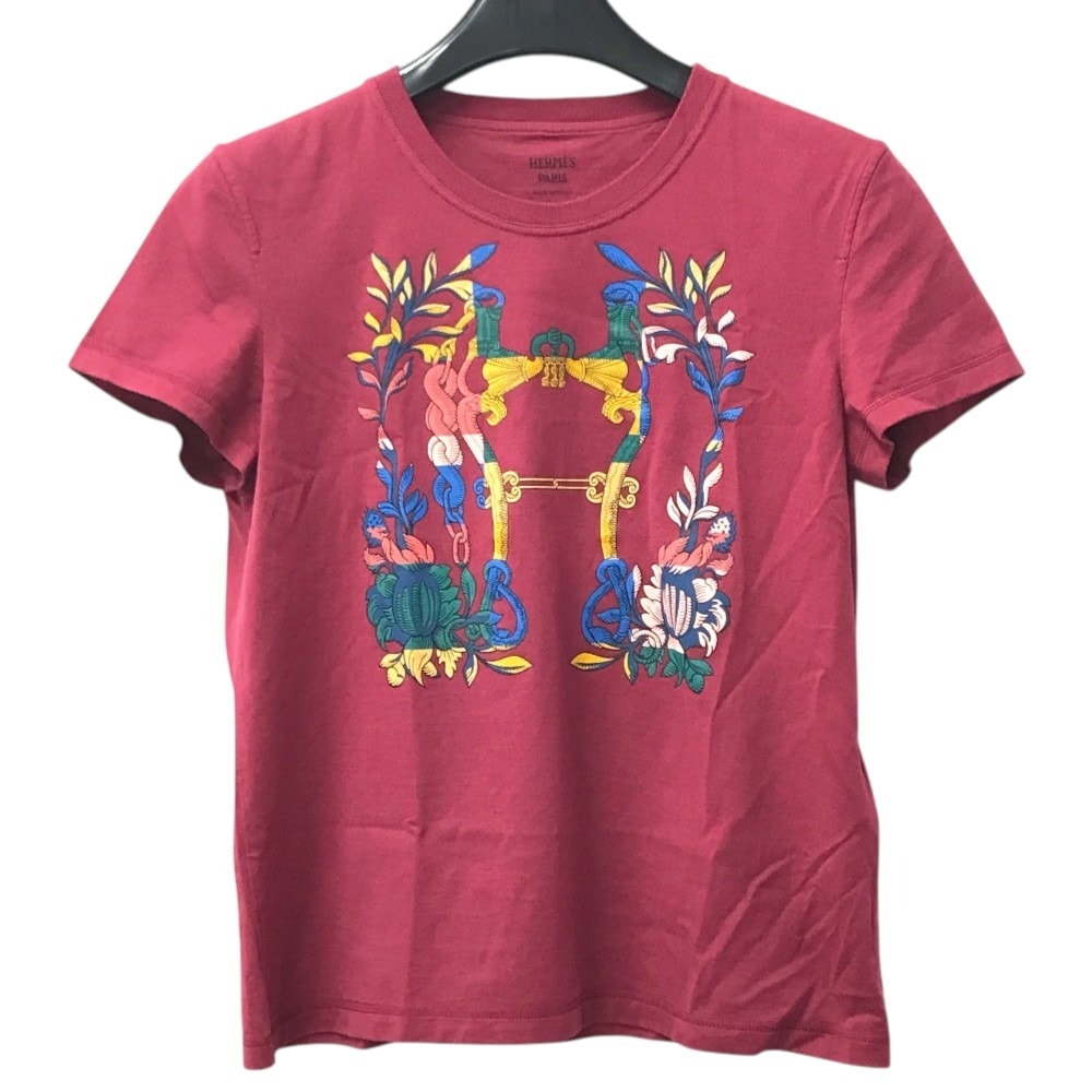 エルメス HERMES Hロゴ トップス 半袖 アパレル Della Cavalleria ロゴ シャツ Tシャツ 半袖Tシャツ コットン レッド