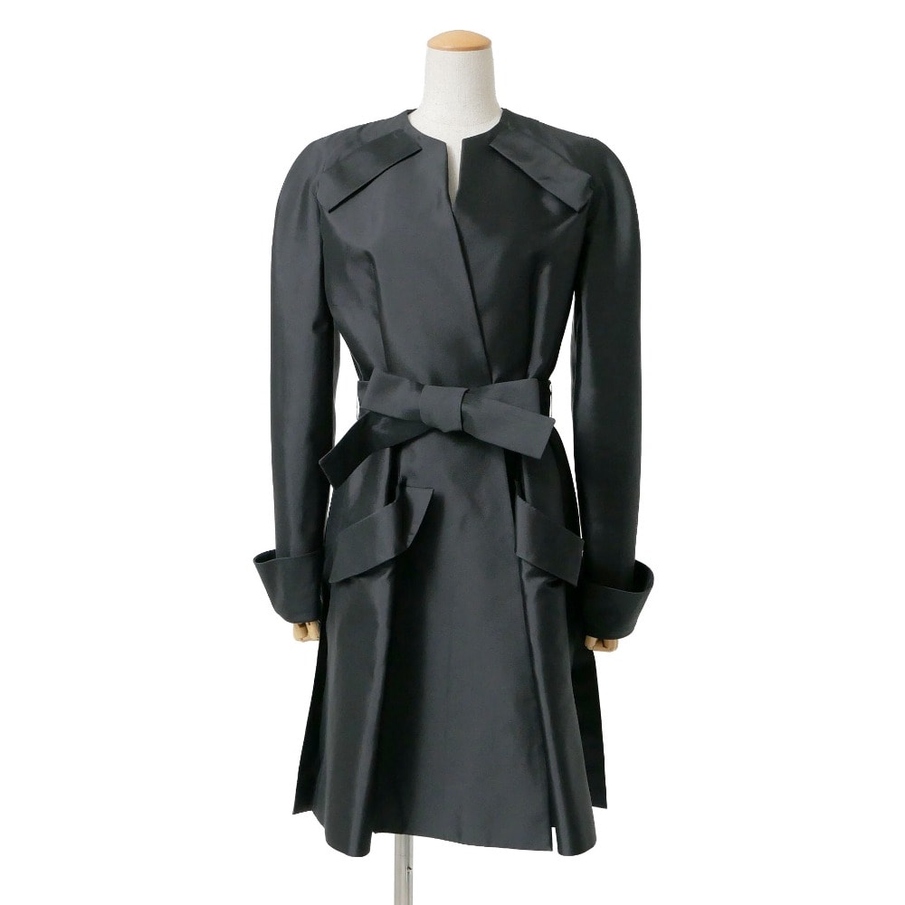 Christian Dior クリスチャンディオール コート サイズ38(F) 総シルク ベルテッドコート フランス製 ブランド古着【中古】RA9847