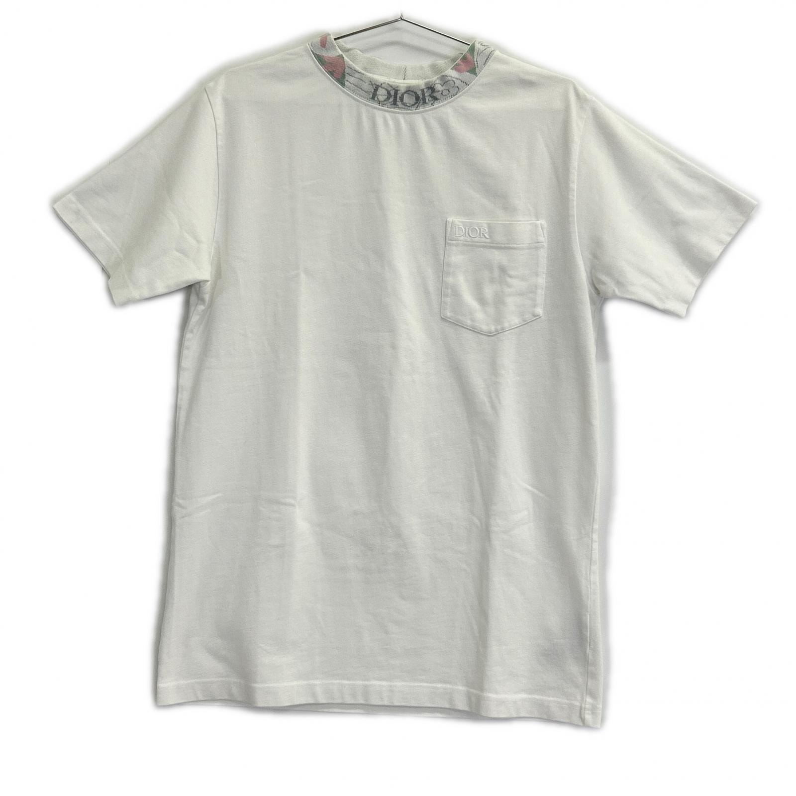 ディオールオム 383J644A0554 ネックデザイン刺繍ロゴ 胸ポケットTシャツ XXS
