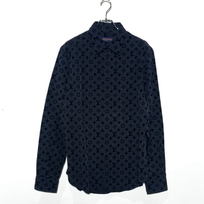 Louis Vuitton Monogram Flocked Long-sleeved Shirt Black