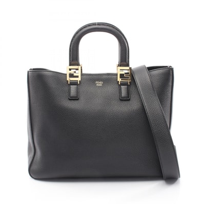 フェンディ FENDI FFトート ミディアム セレリア 2WAY トートバッグ バッグ レザー レディース ブラック系 8BH368 【中古】