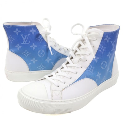 美品 ルイヴィトン ハイカットスニーカー ブルー メンズ 8.5