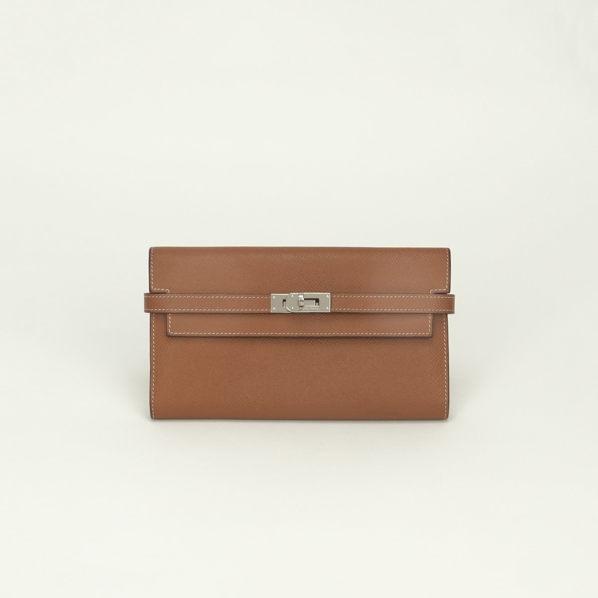 エルメス HERMES ケリーウォレット ケリー ウォレット ケリーウォレットロング 財布 長財布 ロングウォレット エプソン ゴールド Gold ブラウン Brown 茶 シルバー金具 ヴォーエプソン KELLYWALLET