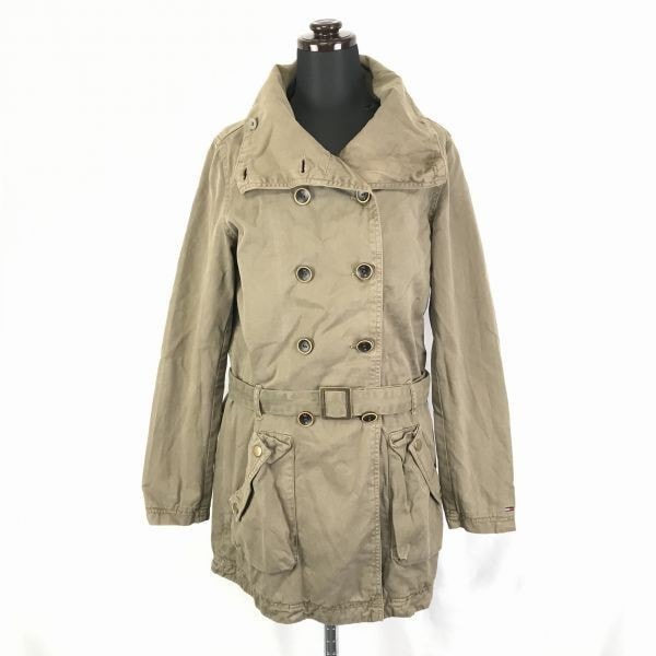 トミーヒルフィガー デニム★コットン/トレンチコート【レディースXS/カーキ系】ベルト付き/両サイドポケット/HILFIGER DENIM◆BF99