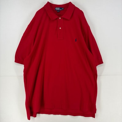 古着 ポロバイラルフローレン Polo by Ralph Lauren 半袖シャツ ワンポイント ポロシャツ ロゴ 刺繍 大きいサイズ 3XL レッド メンズ