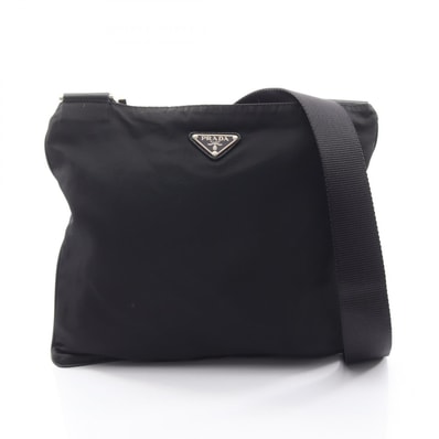 プラダ PRADA トライアングルロゴ ショルダーバッグ バッグ ナイロン レザー レディース ブラック系 【中古】
