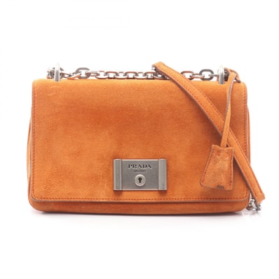 プラダ PRADA SCAMOSCIATO ショルダーバッグ バッグ スウェード レディース オレンジ系 1BD009 【中古】