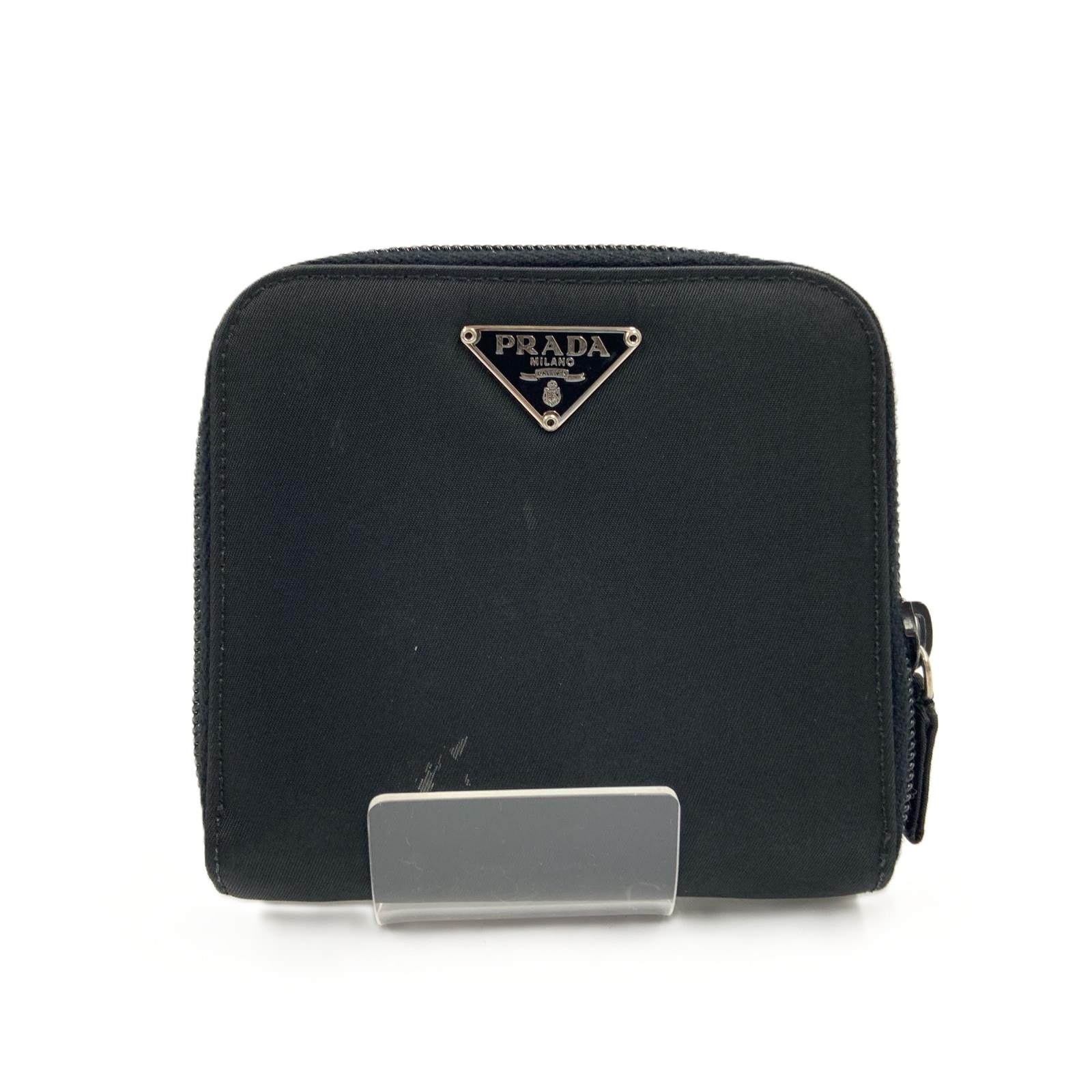 PRADA プラダ ナイロン ラウンドファスナー 二つ折り財布 ブラック 現状渡し