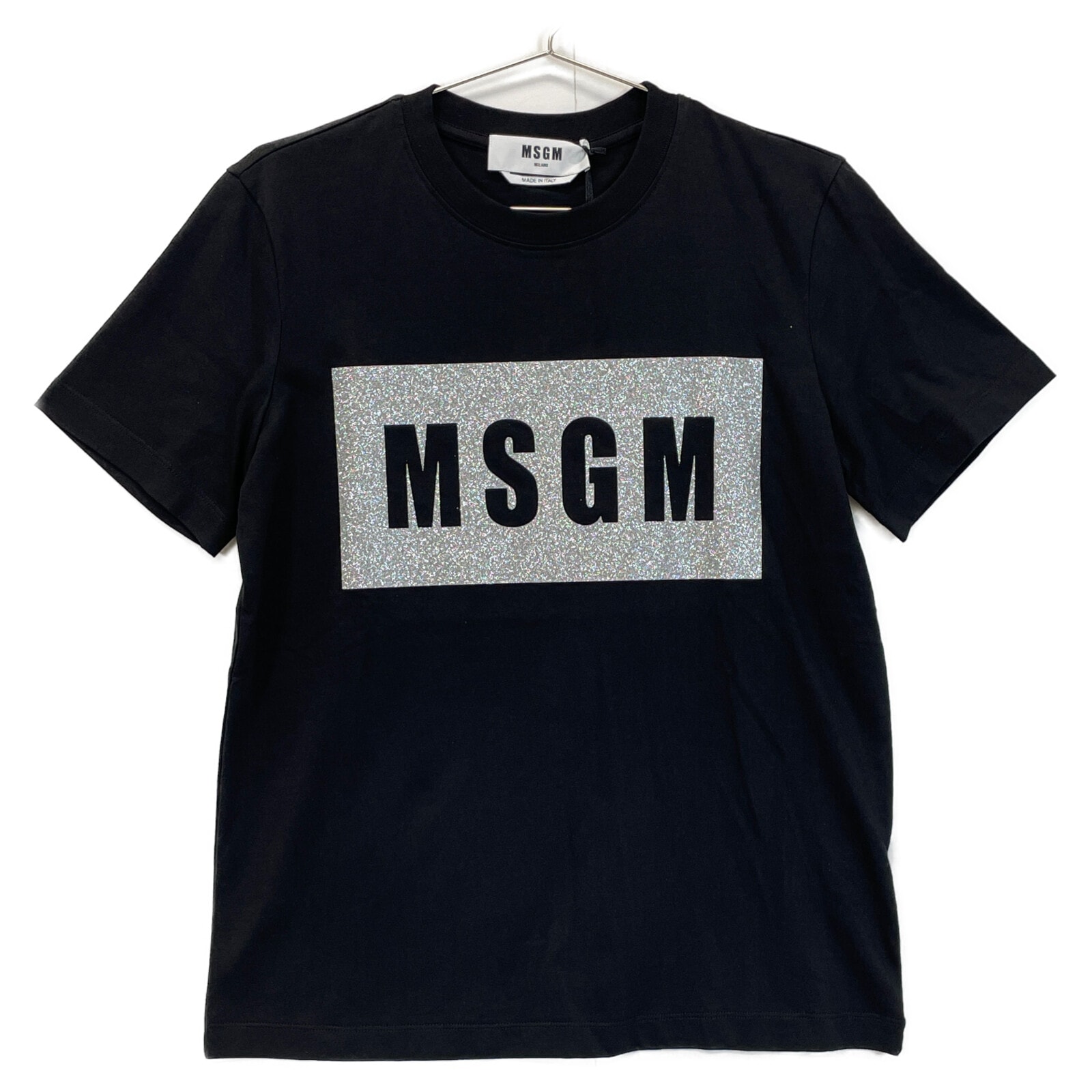 エムエスジーエム 国内正規 237002-99 ラメロゴ クルーネックカットソー Tシャツ S