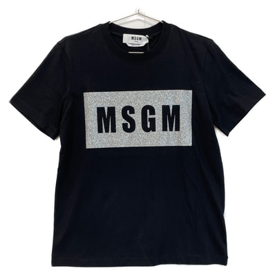 エムエスジーエム 国内正規 237002-99 ラメロゴ クルーネックカットソー Tシャツ S