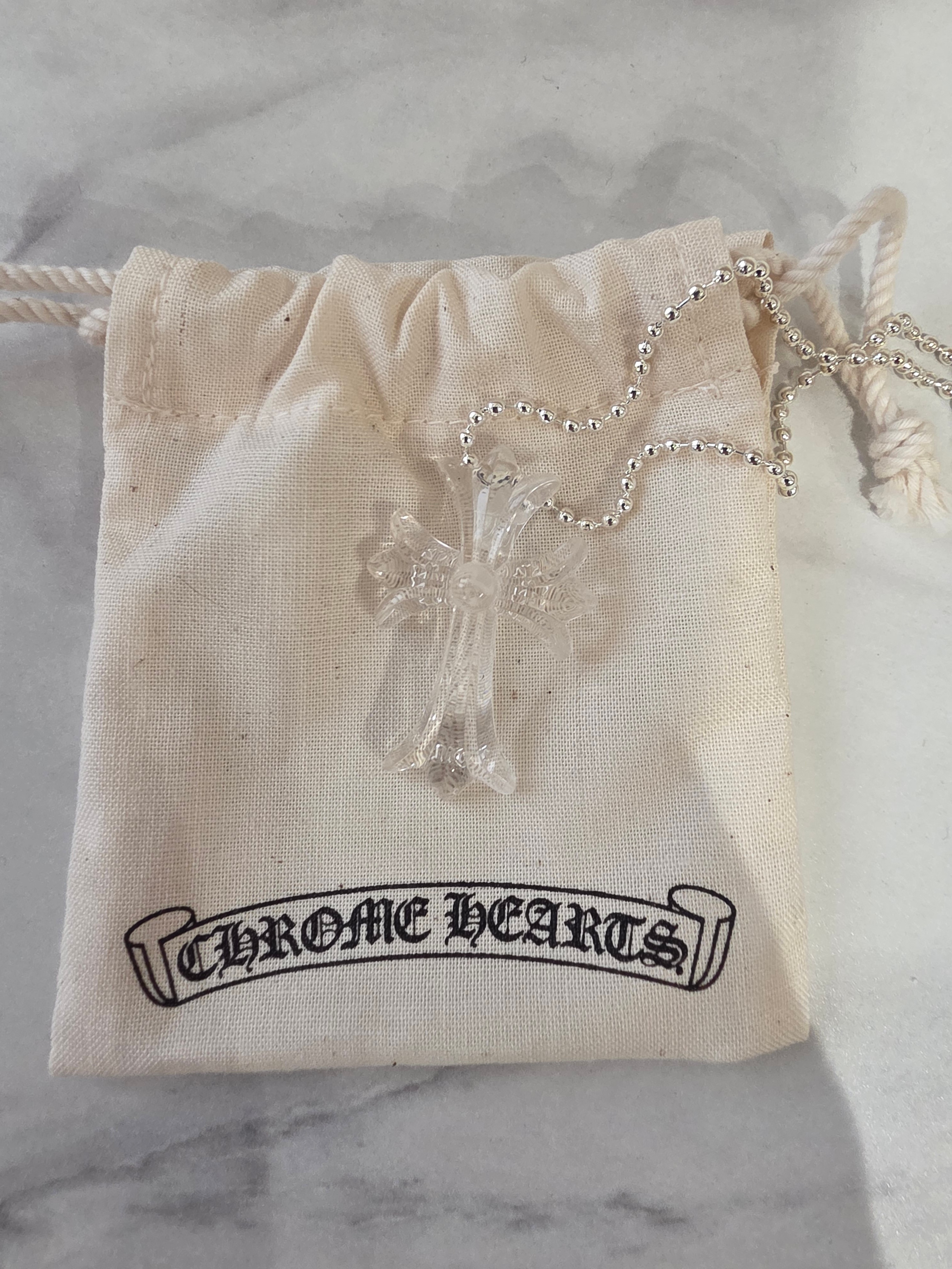 Chrome Hearts Rubber Small CH Cross Silicon Necklace "Clear"