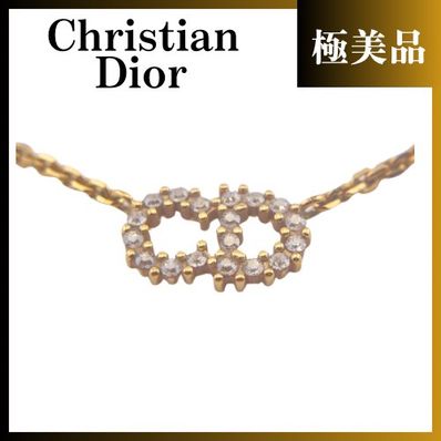 Dior CD Logo Necklace GP Rhinestone "Gold"