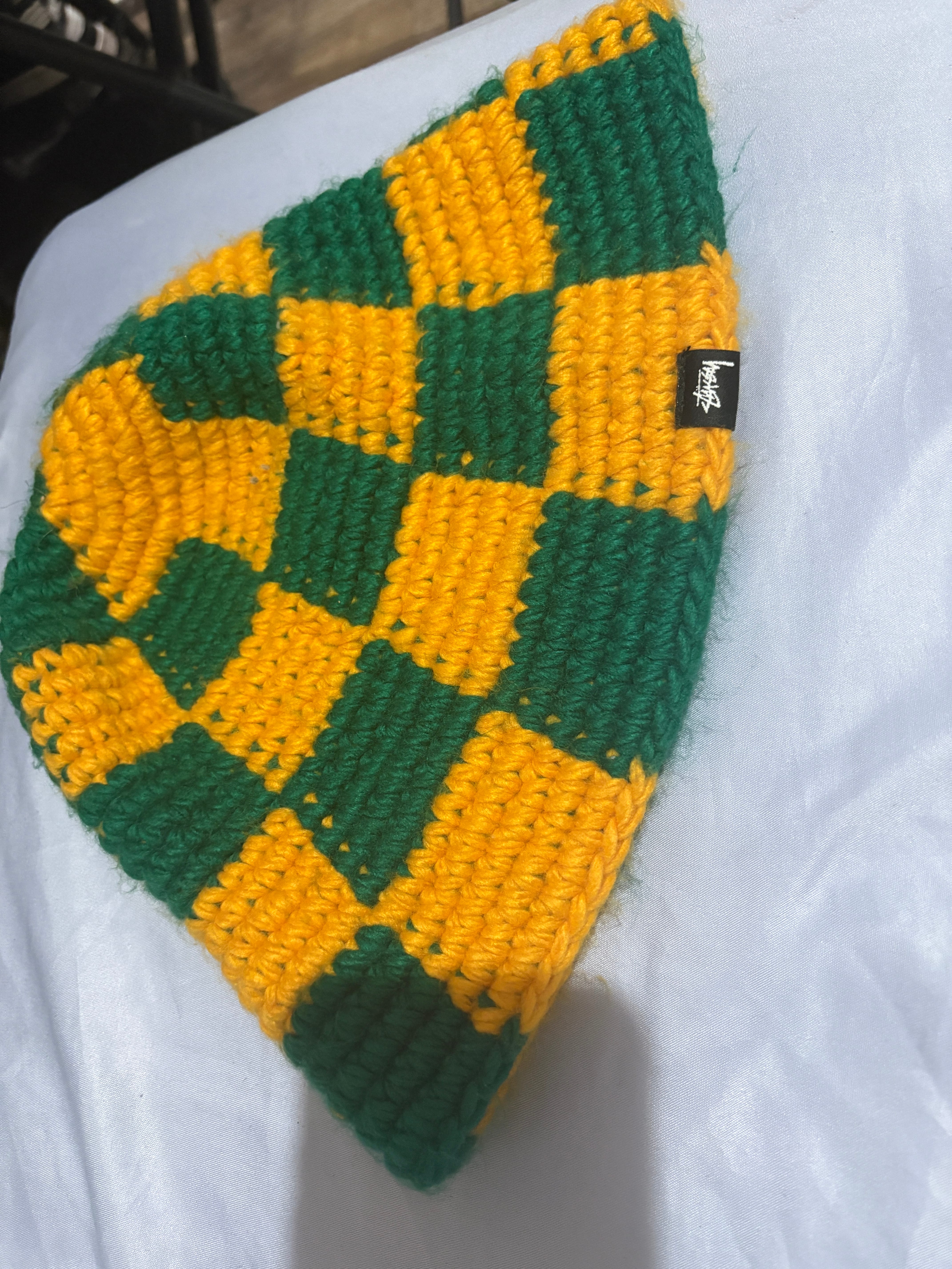 Stussy Bucket Hat Checker Knit "Evergreen"