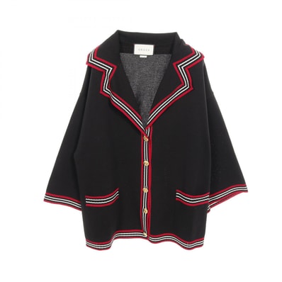グッチ GUCCI ニット 衣料品 アウター シルク コットン レディース ブラック系 / レッド系 / ホワイト系 579848 【中古】