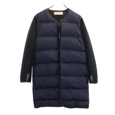 MARNI マルニ フェザー ダウンコート 44 ネイビー系 袖切替
