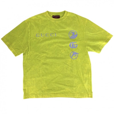 GUCCI グッチ 半袖Tシャツ サーファー コットンジャージー トップス アパレル 服 クルーネック XS 798115 イエロー コットン メンズ 春 夏 美品【中古品】