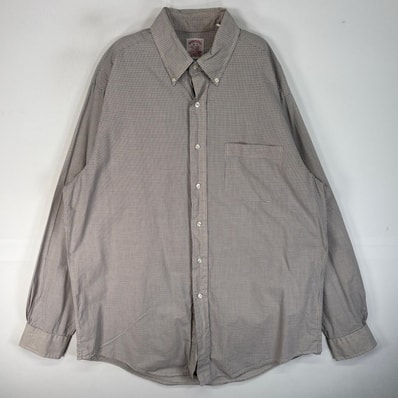 古着 80's/80年代 ヴィンテージ ブルックスブラザーズ Brooks Brothers 長袖シャツ チェック 胸ポケ ボタンダウン L イエロー系 マルチカラー メンズ