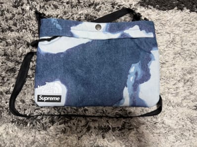 Supreme x The North Face Bleached Denim Print Shoulder Bag "Indigo"