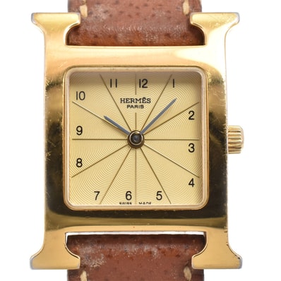 値下 エルメス HERMES HH1.201 Hウオッチ クォーツ レディース 内箱付き Q#146424