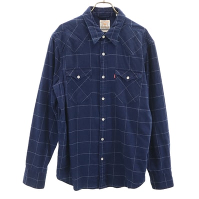 Levi's リーバイス チェック柄 長袖 ウエスタンシャツ M ネイビー