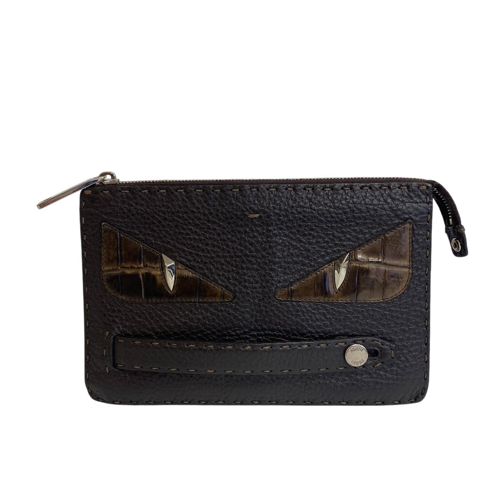 フェンディ FENDI クラッチバッグ バグス スリム クラッチ ポーチ セカンドバッグ 7VA350 ブラウン