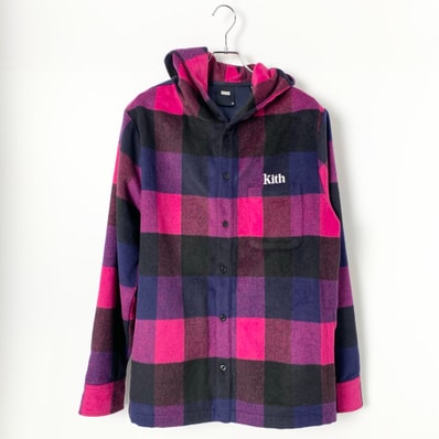 Kith Plaid Wool Ginza Hooded Shirt "Pink"