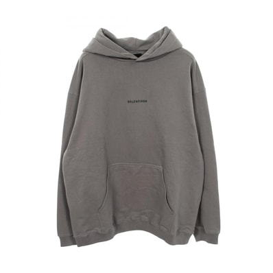 バレンシアガ BALENCIAGA ロゴ刺繍 パーカー 衣料品 トップス コットン メンズ レディース グレー系 【中古】