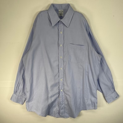 古着 80's/80年代 ヴィンテージ ブルックスブラザーズ Brooks Brothers ヘリンボーン 長袖シャツ USA製 Makers 胸ポケ ブルー系 無地 メンズ