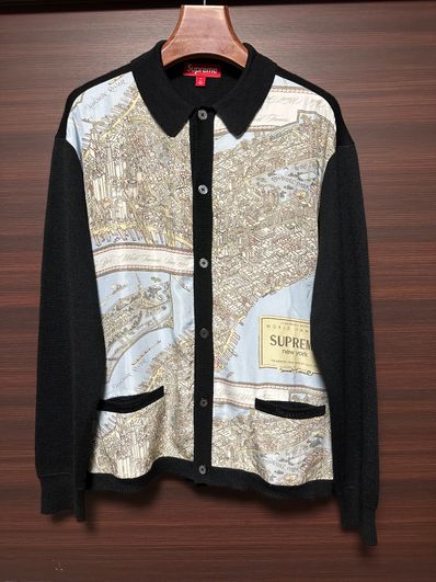 Supreme Silk Map Cardigan "Black"