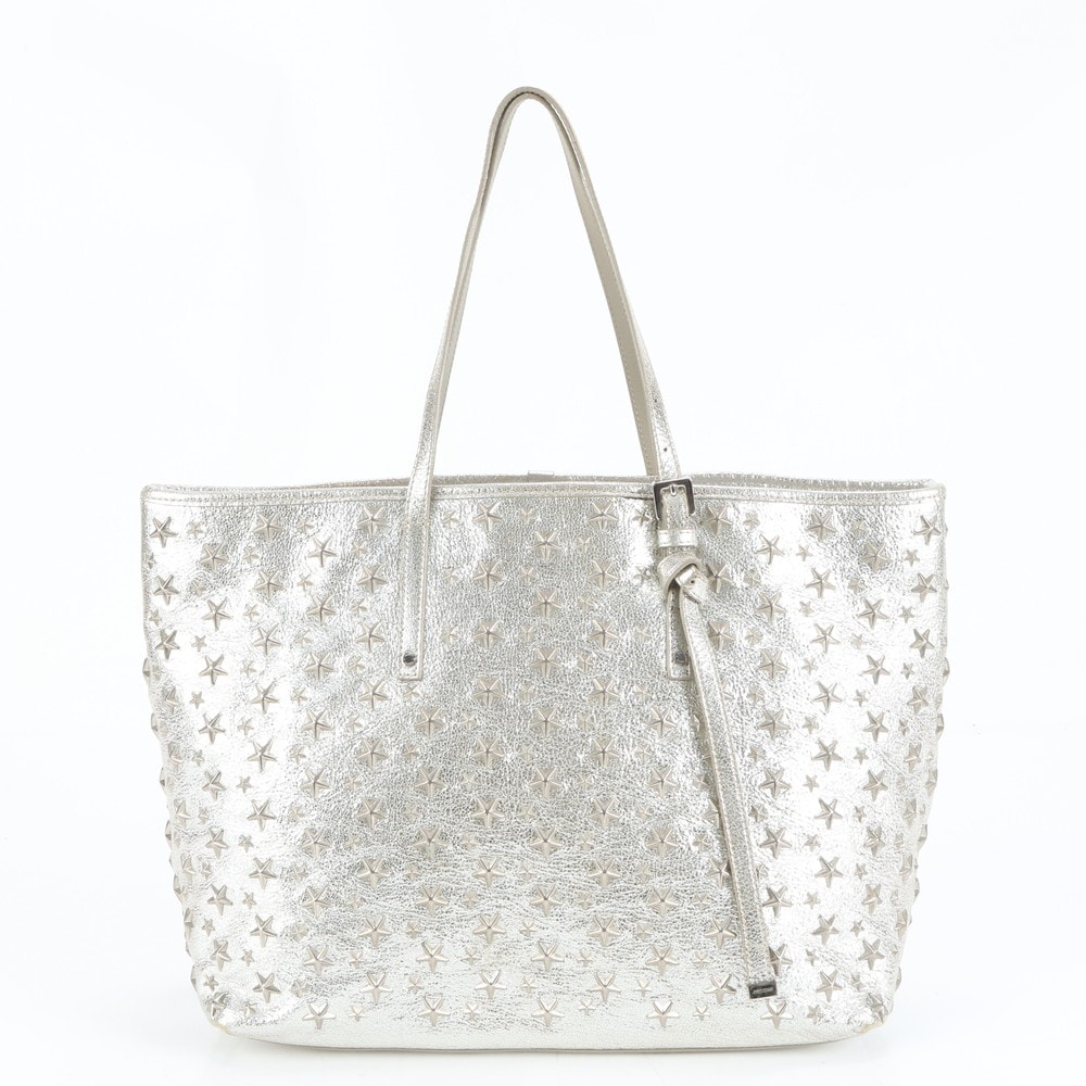 ■美品 ジミーチュウサシャ スタッズ スター 星トート バッグ レザー