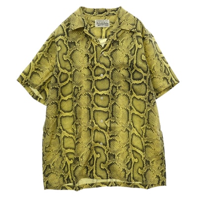 WACKO MARIA ワコマリア 20SS 20SS-WMS-HI06 HAWAIIAN SHIRT S/S パイソン柄 ハワイアン オープンカラー 開襟 半袖 アロハシャツ イエロー系 M【極上美品】【中古】
