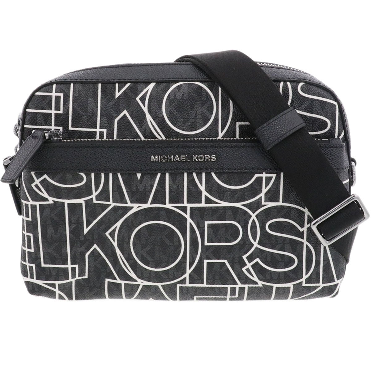 Michael Kors マイケルコース COOPER UTILITY ロゴ クロスボディバッグ ショルダーバッグ 37H1LCOC5R PVC ブラック ホワイト  レディース【中古】