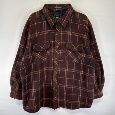 古着 リーバイス Levi's ジャケット シャツジャケット 中綿 胸ポケット キルティングライナー 2XL ブラウン系 チェック メンズ