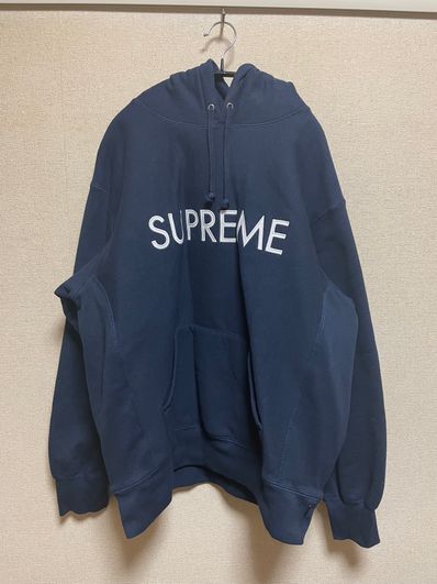 Supreme Capital Hooded Sweatshirt "Navy"