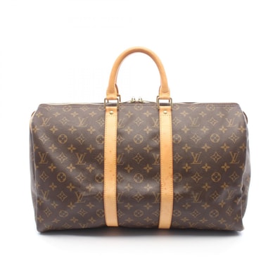 ルイ・ヴィトン LOUIS VUITTON キーポル45 ボストンバッグ バッグ PVCコーティングキャンバス レザー モノグラム メンズ レディース ブラウン系 M41428 【中古】