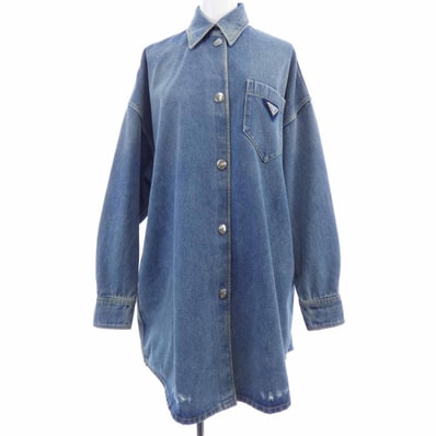 プラダ PRADA トライアングルロゴ オーバーサイズ オーガニックデニムシャツ GFC036 S212 1ZAB シャツ