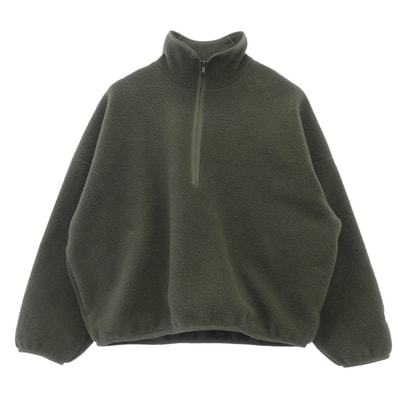FEAR OF GOD フィアオブゴッド ESSENTIALS エッセンシャルズ プルオーバー ハーフジップ ボア フリース アノラック ジャケット トレーナー カーキ系 M【中古】