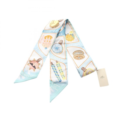 エルメス HERMES ツイリー FUNNY ICE CREAM スカーフ 衣料品 シルク シルク レディース ブルー系 / マルチカラー 【中古】