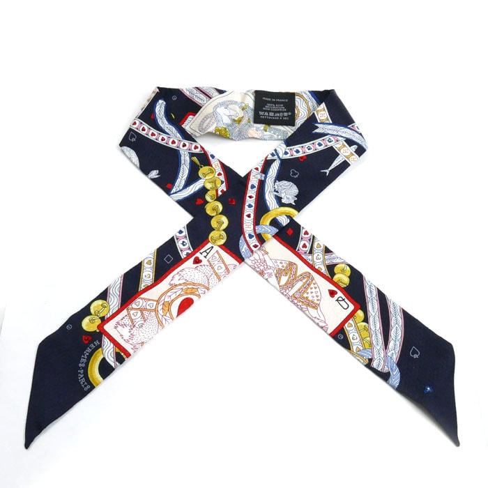 HERMES エルメス DAME DE COEUR ダム ドゥ クール ツイリー スカーフ ノワール/ルージュ/オール H063959S 01 ラインストーン レディース【中古】【美品】